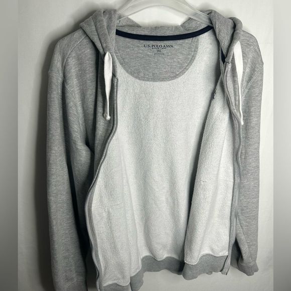 U.S. Polo Assn. Men's Full Zip Fleece Sweatshirt Hoodie. Gray 2XL - Picture 9 of 15